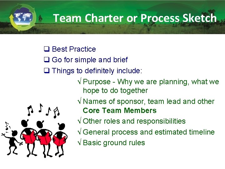 Team Charter or Process Sketch q Best Practice q Go for simple and brief