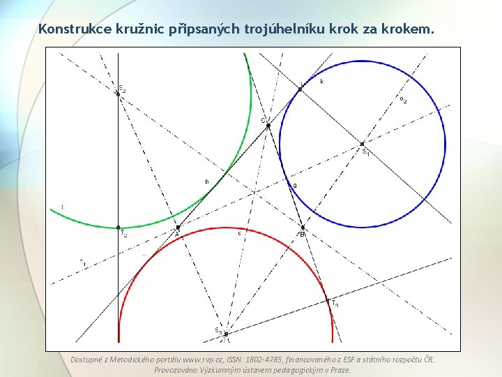 Konstrukce kružnic připsaných trojúhelníku krok za krokem. l Dostupné z Metodického portálu www. rvp.