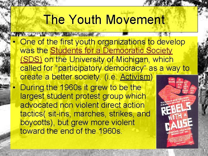 The Youth Movement • One of the first youth organizations to develop was the The Youth Movement • One of the first youth organizations to develop was the