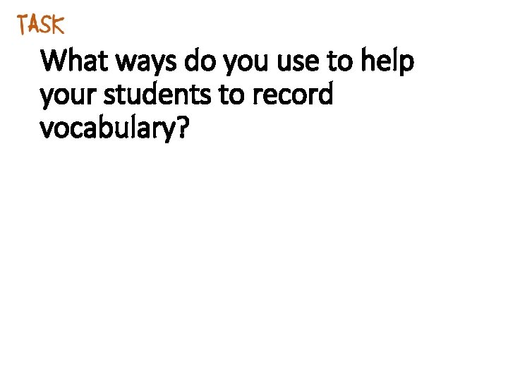 What ways do you use to help your students to record vocabulary? 