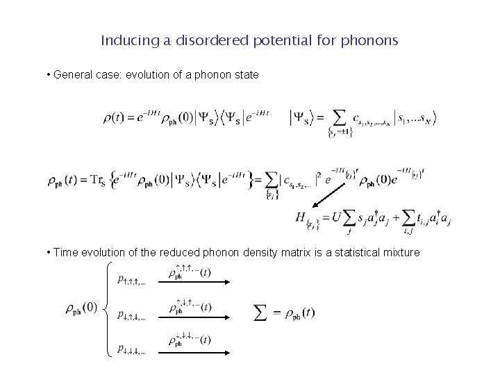 Inducing a disordered potential for phonons • General case: evolution of a phonon state Inducing a disordered potential for phonons • General case: evolution of a phonon state
