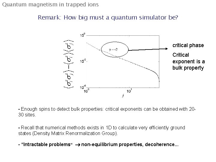 Quantum magnetism in trapped ions Remark: How big must a quantum simulator be? critical Quantum magnetism in trapped ions Remark: How big must a quantum simulator be? critical