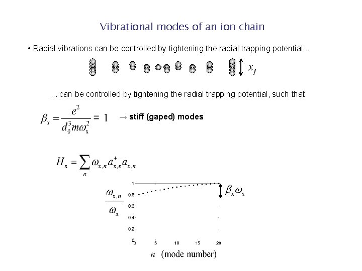 Vibrational modes of an ion chain • Radial vibrations can be controlled by tightening Vibrational modes of an ion chain • Radial vibrations can be controlled by tightening