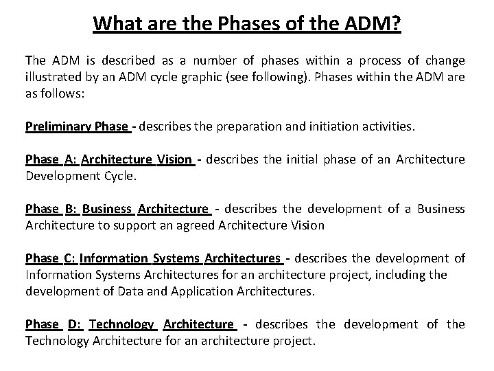 What are the Phases of the ADM? The ADM is described as a number