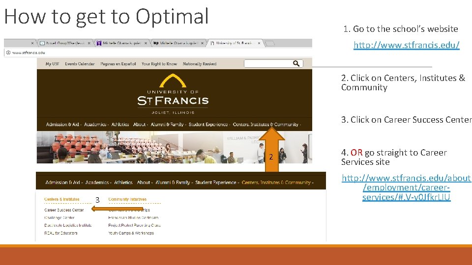 How to get to Optimal 1. Go to the school’s website http: //www. stfrancis. How to get to Optimal 1. Go to the school’s website http: //www. stfrancis.