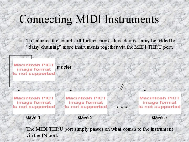 Connecting MIDI Instruments n To enhance the sound still further, more slave devices may