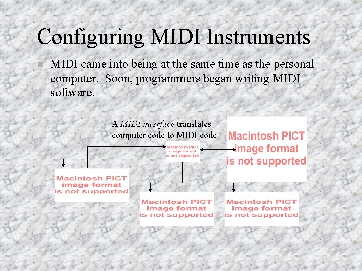 Configuring MIDI Instruments n MIDI came into being at the same time as the