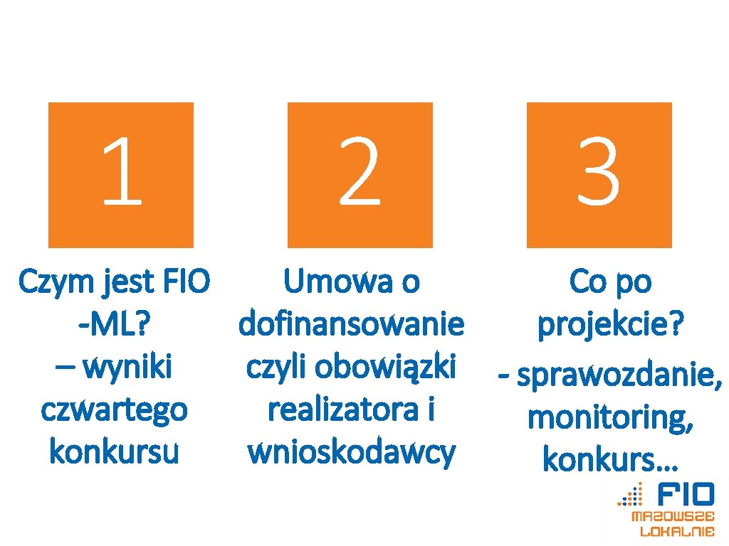 1 2 3 Czym jest FIO Umowa o Co po -ML? dofinansowanie projekcie? – 1 2 3 Czym jest FIO Umowa o Co po -ML? dofinansowanie projekcie? –