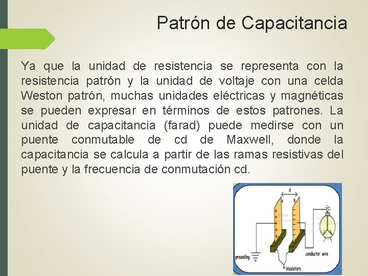Patrón de Capacitancia Ya que la unidad de resistencia se representa con la resistencia