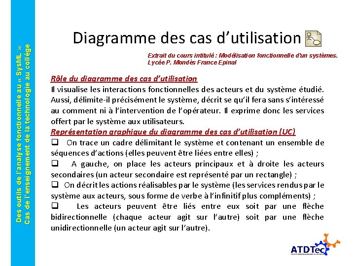 Des outils de l’analyse fonctionnelle au « Sys. ML » Cas de l’enseignement de