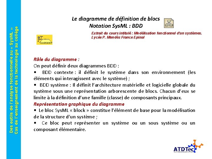 Des outils de l’analyse fonctionnelle au « Sys. ML » Cas de l’enseignement de