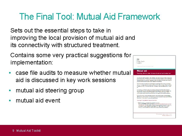 The Final Tool: Mutual Aid Framework Sets out the essential steps to take in