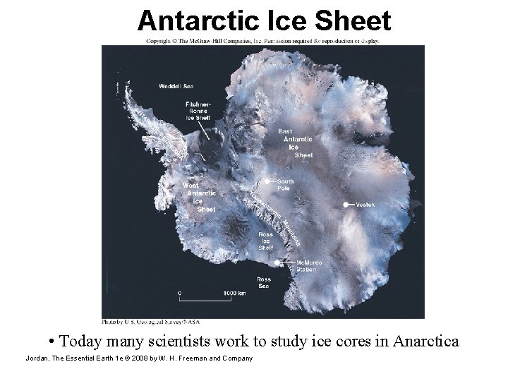 Antarctic Ice Sheet • Today many scientists work to study ice cores in Anarctica