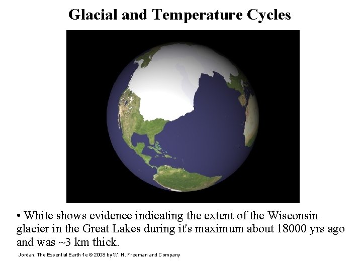 Glacial and Temperature Cycles • White shows evidence indicating the extent of the Wisconsin