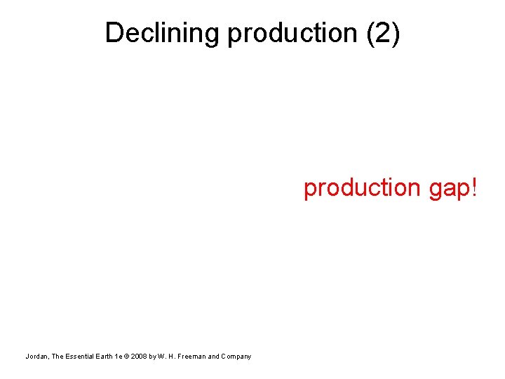 Declining production (2) production gap! Jordan, The Essential Earth 1 e © 2008 by
