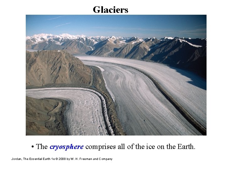 Glaciers • The cryosphere comprises all of the ice on the Earth. Jordan, The