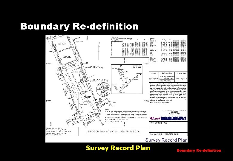 Boundary Re-definition Survey Record Plan Boundary Re-definition 
