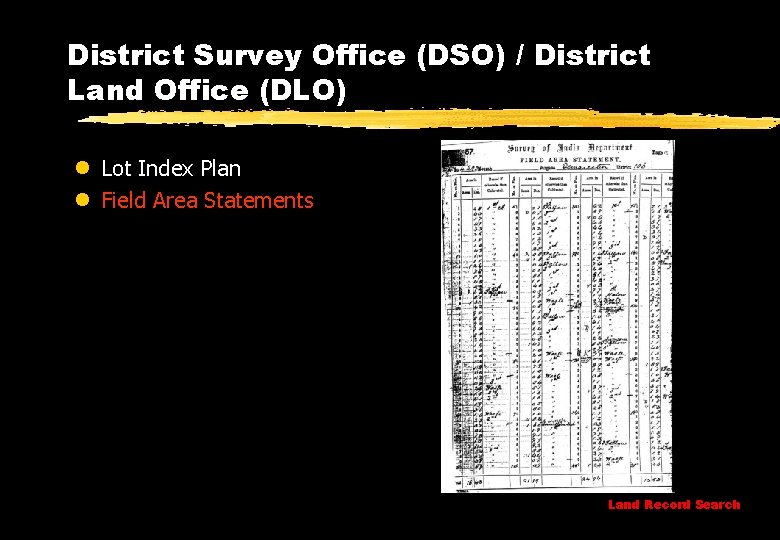District Survey Office (DSO) / District Land Office (DLO) l Lot Index Plan l