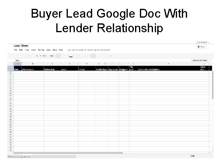 Buyer Lead Google Doc With Lender Relationship Buyer Lead Google Doc With Lender Relationship