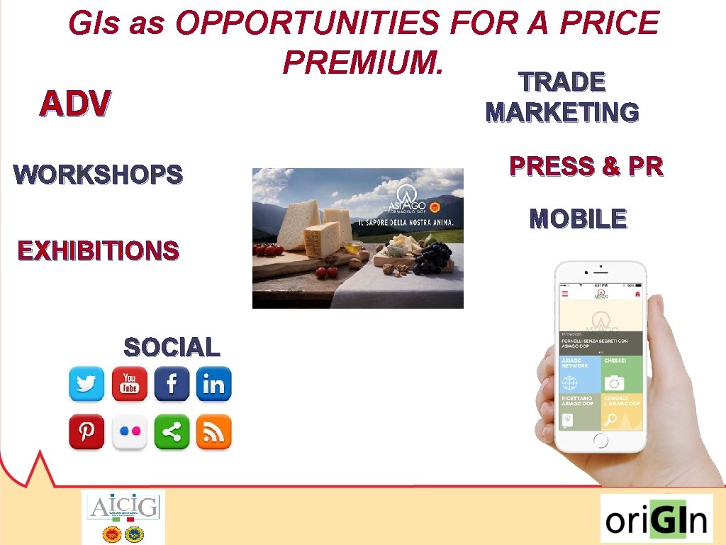 GIs as OPPORTUNITIES FOR A PRICE PREMIUM. TRADE ADV MARKETING WORKSHOPS PRESS & PR