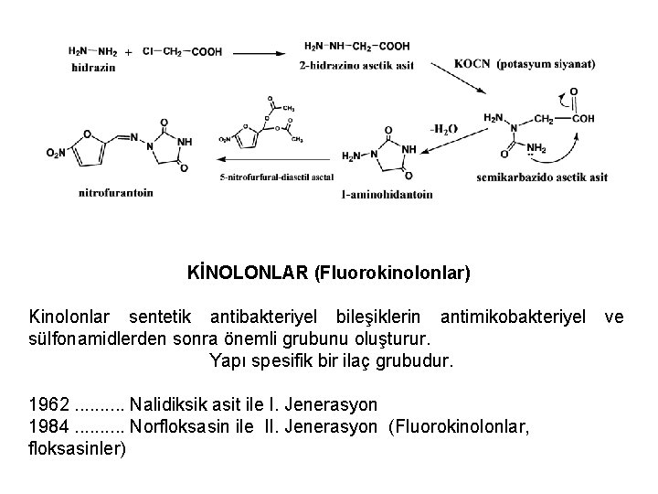 KİNOLONLAR (Fluorokinolonlar) Kinolonlar sentetik antibakteriyel bileşiklerin antimikobakteriyel sülfonamidlerden sonra önemli grubunu oluşturur. Yapı spesifik
