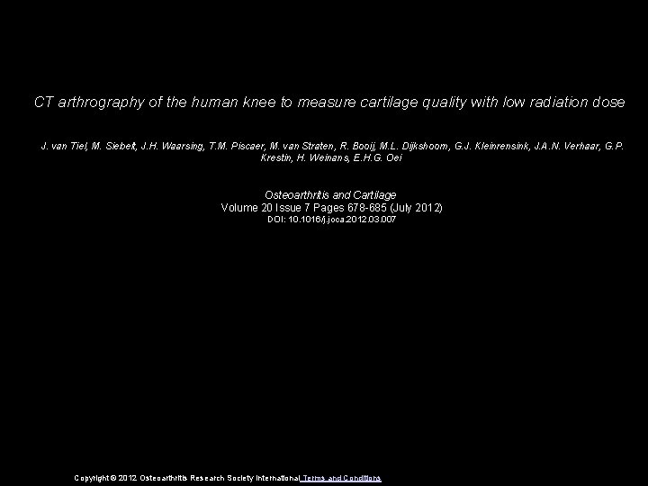 CT arthrography of the human knee to measure cartilage quality with low radiation dose