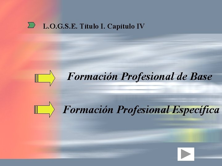 L. O. G. S. E. Título I. Capítulo IV Formación Profesional de Base Formación