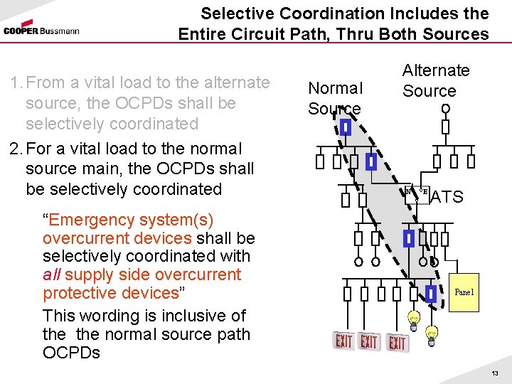 Selective Coordination Includes the Entire Circuit Path, Thru Both Sources 1. From a vital