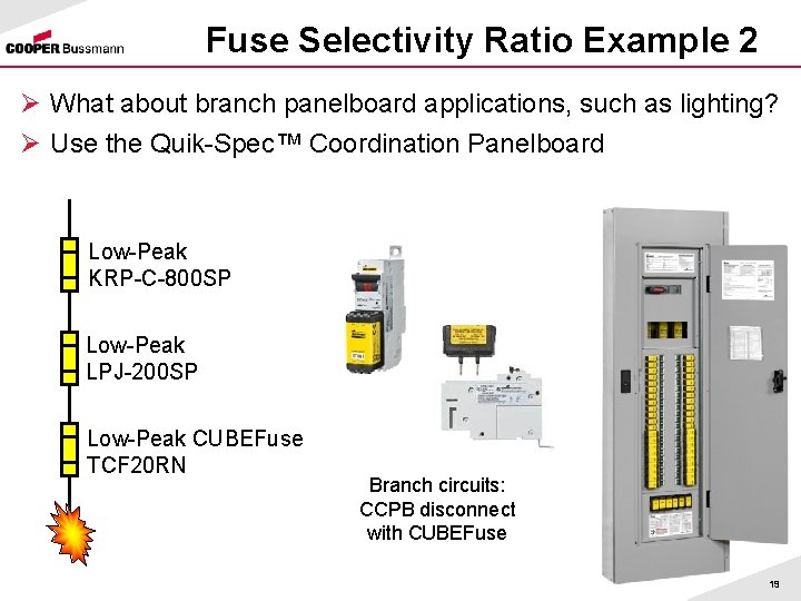 Fuse Selectivity Ratio Example 2 Ø What about branch panelboard applications, such as lighting?