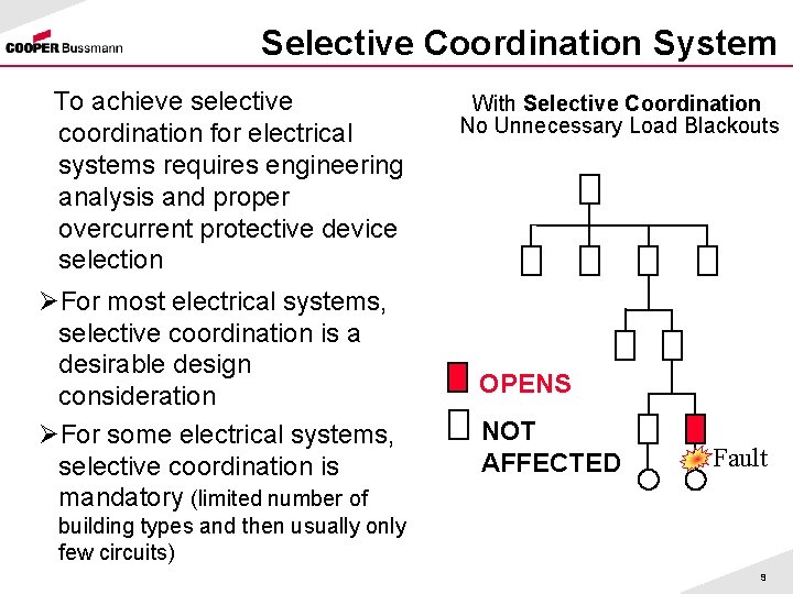Selective Coordination System To achieve selective coordination for electrical systems requires engineering analysis and
