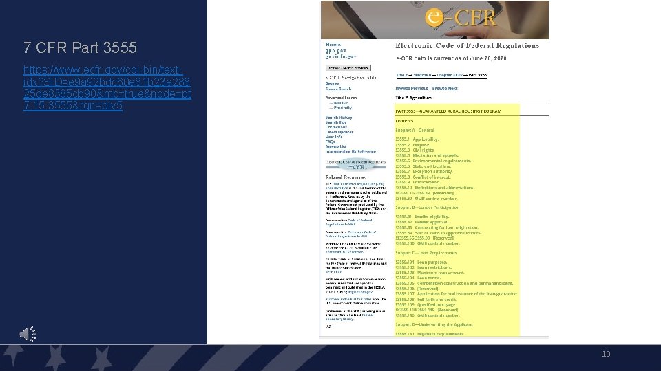 7 CFR Part 3555 https: //www. ecfr. gov/cgi-bin/textidx? SID=e 9 a 92 bdc 60 7 CFR Part 3555 https: //www. ecfr. gov/cgi-bin/textidx? SID=e 9 a 92 bdc 60