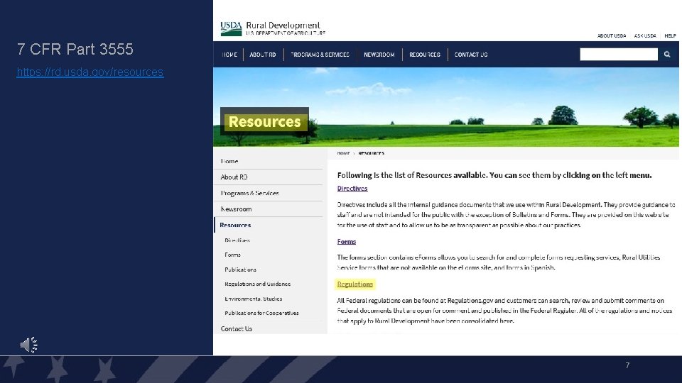7 CFR Part 3555 https: //rd. usda. gov/resources 7 7 CFR Part 3555 https: //rd. usda. gov/resources 7