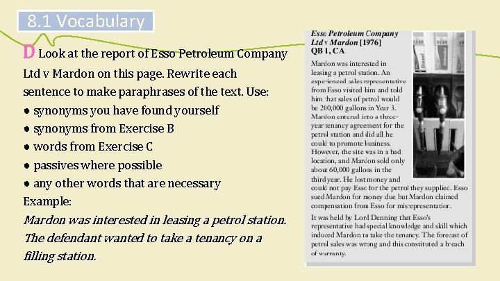 8. 1 Vocabulary D Look at the report of Esso Petroleum Company Ltd v 8. 1 Vocabulary D Look at the report of Esso Petroleum Company Ltd v