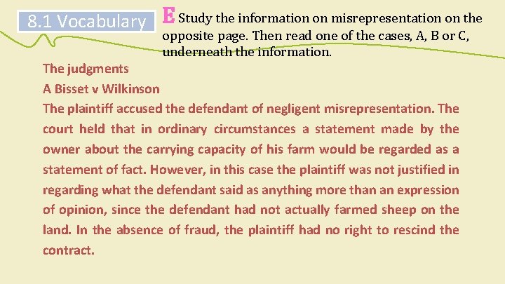 8. 1 Vocabulary E Study the information on misrepresentation on the opposite page. Then 8. 1 Vocabulary E Study the information on misrepresentation on the opposite page. Then