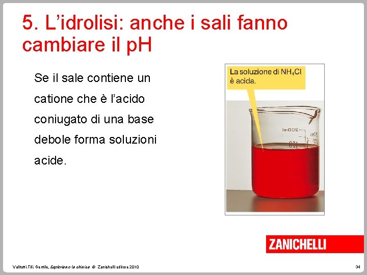 5. L’idrolisi: anche i sali fanno cambiare il p. H Se il sale contiene