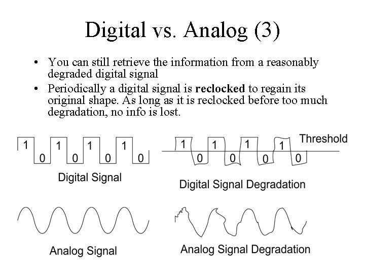 Digital vs. Analog (3) • You can still retrieve the information from a reasonably