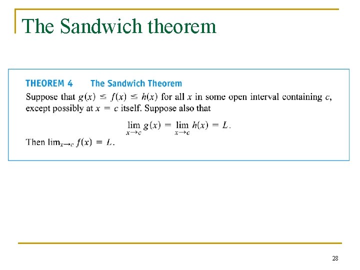 The Sandwich theorem 28 