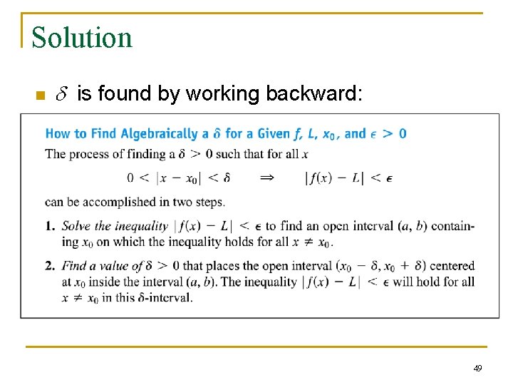 Solution n d is found by working backward: 49 