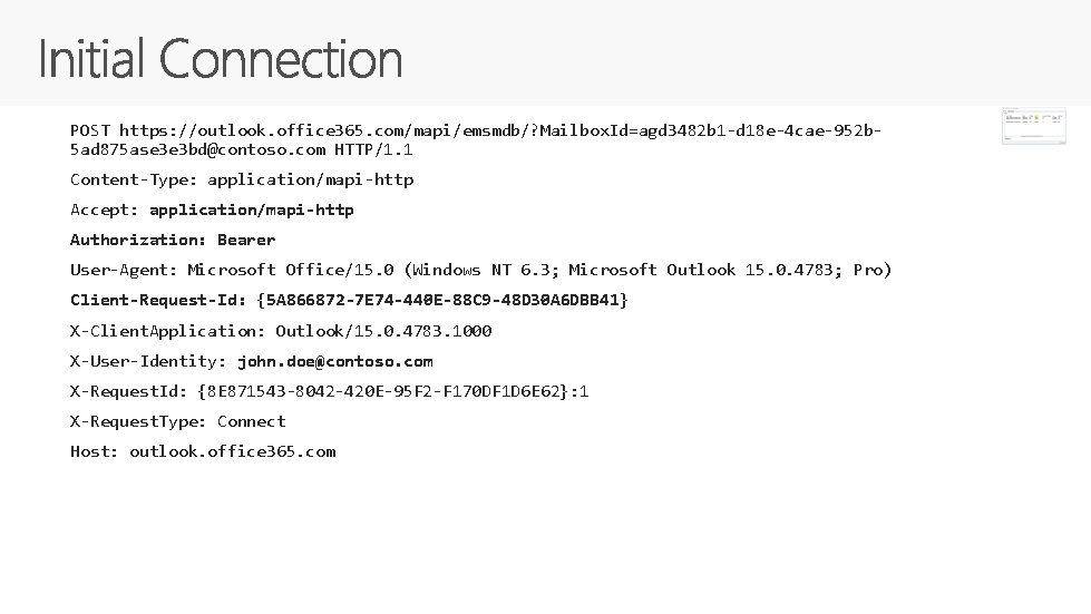 POST https: //outlook. office 365. com/mapi/emsmdb/? Mailbox. Id=agd 3482 b 1 -d 18 e-4 POST https: //outlook. office 365. com/mapi/emsmdb/? Mailbox. Id=agd 3482 b 1 -d 18 e-4