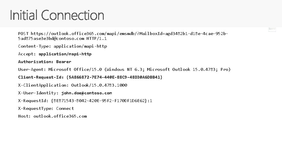 POST https: //outlook. office 365. com/mapi/emsmdb/? Mailbox. Id=agd 3482 b 1 -d 18 e-4 POST https: //outlook. office 365. com/mapi/emsmdb/? Mailbox. Id=agd 3482 b 1 -d 18 e-4