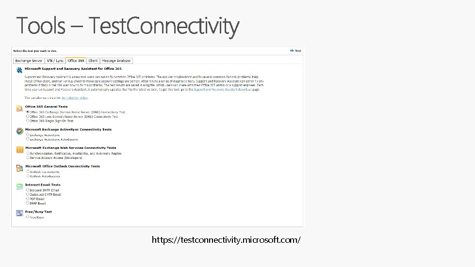 https: //testconnectivity. microsoft. com/ https: //testconnectivity. microsoft. com/
