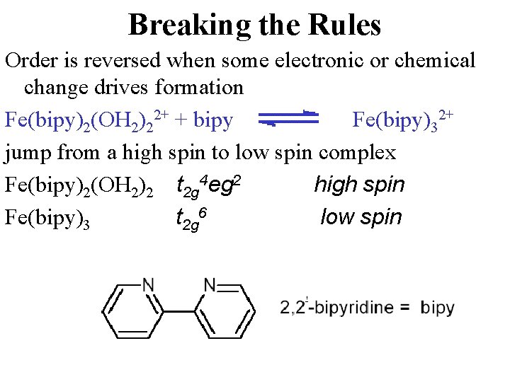 Breaking the Rules Order is reversed when some electronic or chemical change drives formation