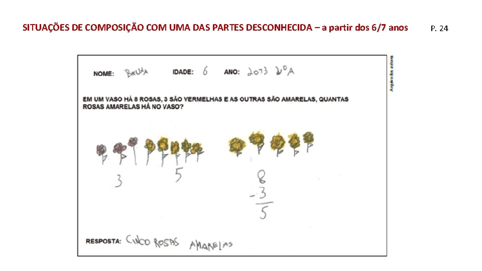 SITUAÇÕES DE COMPOSIÇÃO COM UMA DAS PARTES DESCONHECIDA – a partir dos 6/7 anos