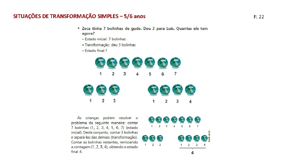 SITUAÇÕES DE TRANSFORMAÇÃO SIMPLES – 5/6 anos P. 22 