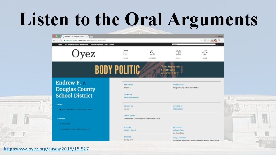 Listen to the Oral Arguments https: www. oyez. org/cases/2016/15 -827 Listen to the Oral Arguments https: www. oyez. org/cases/2016/15 -827