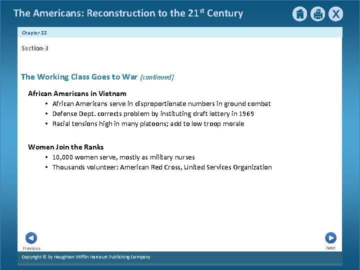 The Americans: Reconstruction to the 21 st Century Chapter 22 Section-3 The Working Class