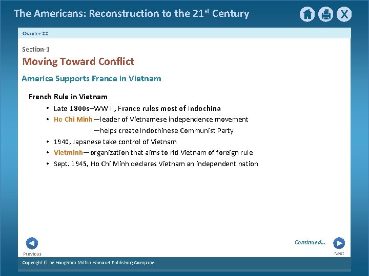 The Americans: Reconstruction to the 21 st Century Chapter 22 Section-1 Moving Toward Conflict