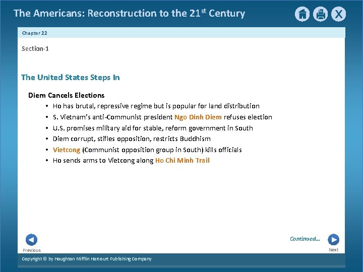 The Americans: Reconstruction to the 21 st Century Chapter 22 Section-1 The United States