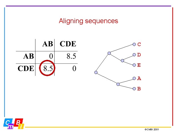 Aligning sequences C D E A B ©CMBI 2001 