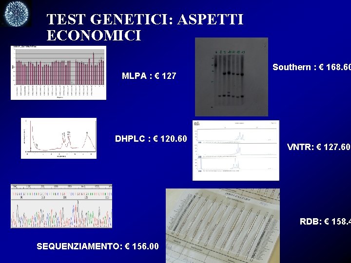 TEST GENETICI: ASPETTI ECONOMICI MLPA : € 127 DHPLC : € 120. 60 Southern